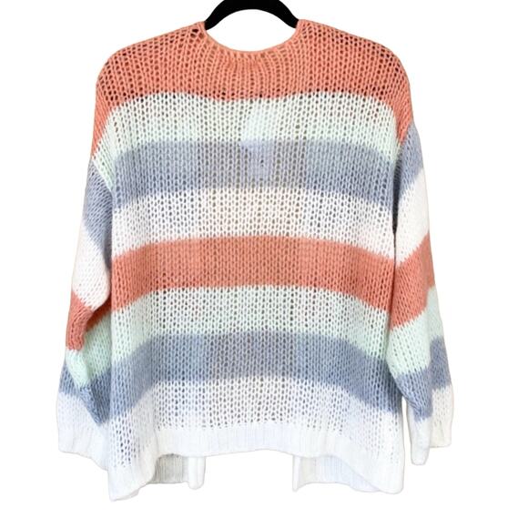 Topshop Loose Knit Stripe Cardigan, Small - Picture 3 of 5